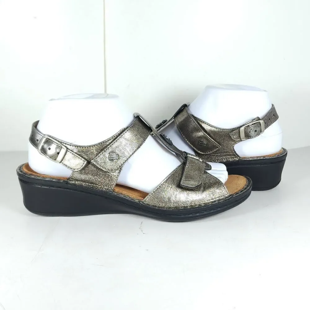 Finn Comfort Women's Adana US7,5D UK4,5 Metallic Leather Slingback Sandals